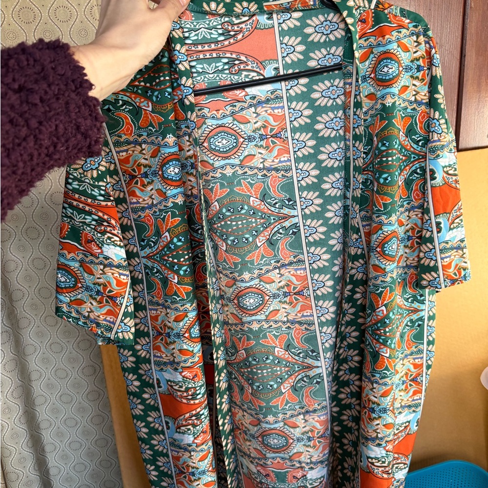 SHEIN Floral Green Kimono